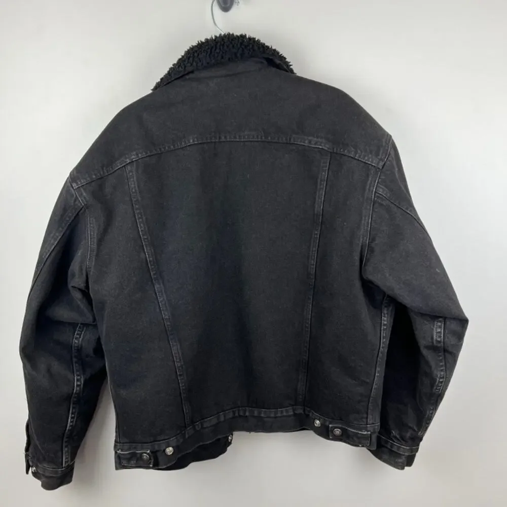 Levi's Authentic Sherpa Trucker Black Denim Jacket Size L